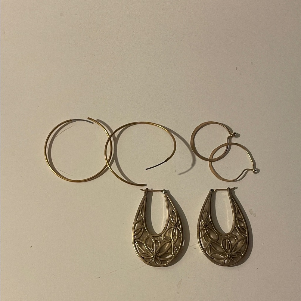Chic Gold Hoop and Filigree Teardrop Earrings